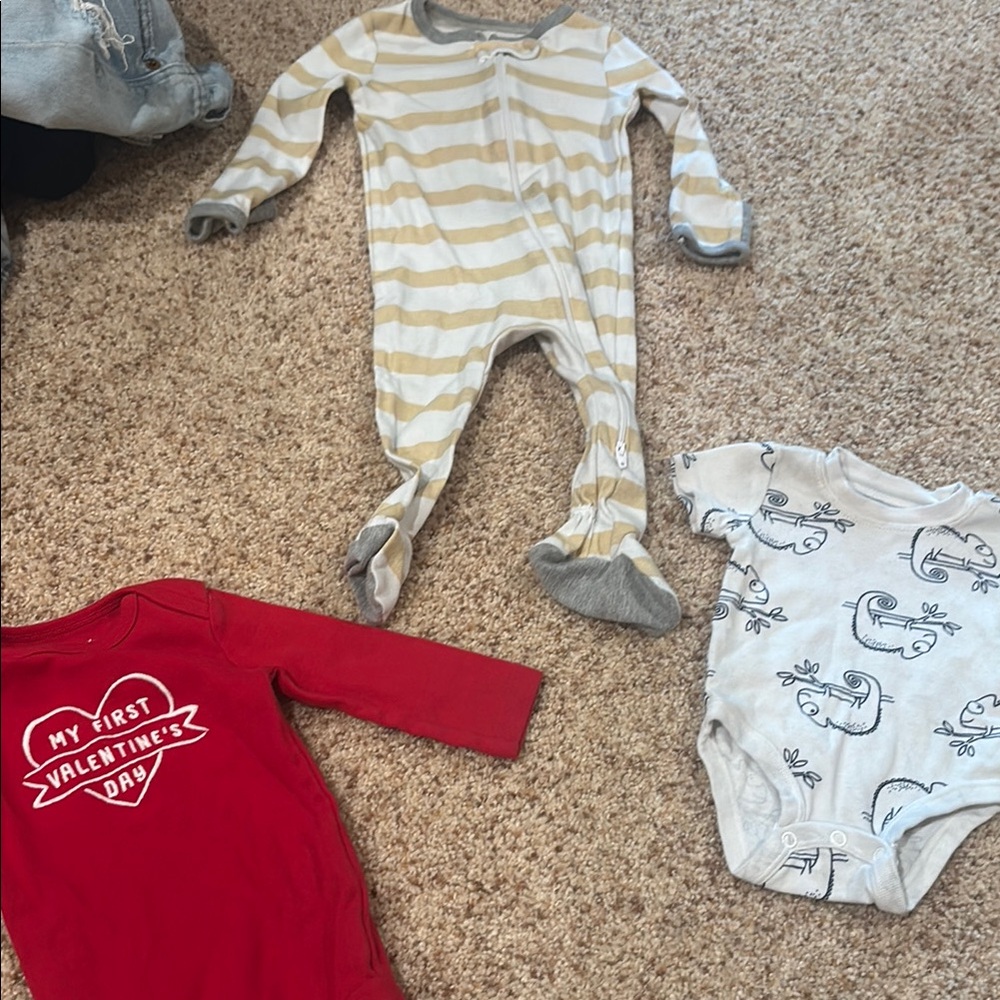 Carter's Cream and Gray Footies One Piece